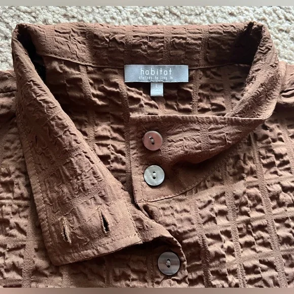 NWT Habitat Button Front Textured Sz L Lightweight Jacket in Choco Brown Artsy - Picture 4 of 12